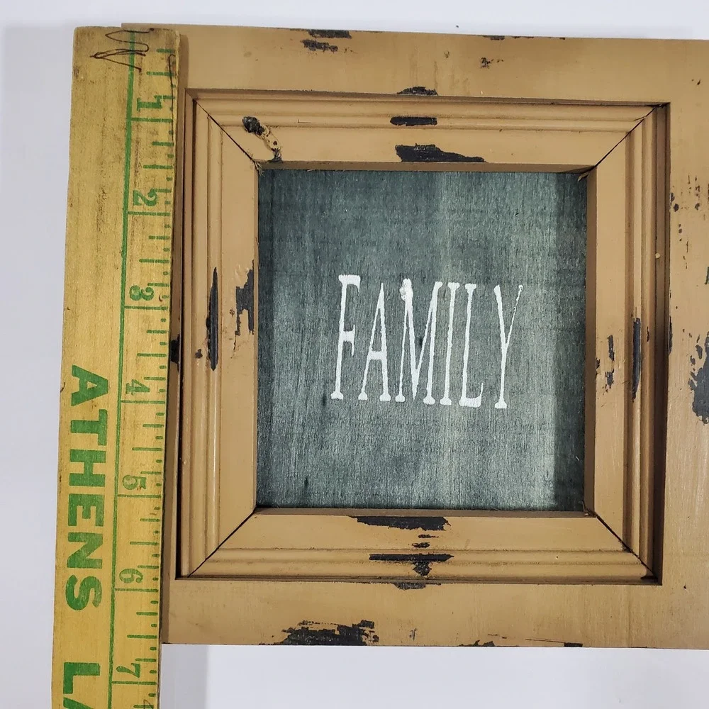 Farmhouse Wood Wall Art Set 3 Family Faith Friends Distressed Tan Square Signs